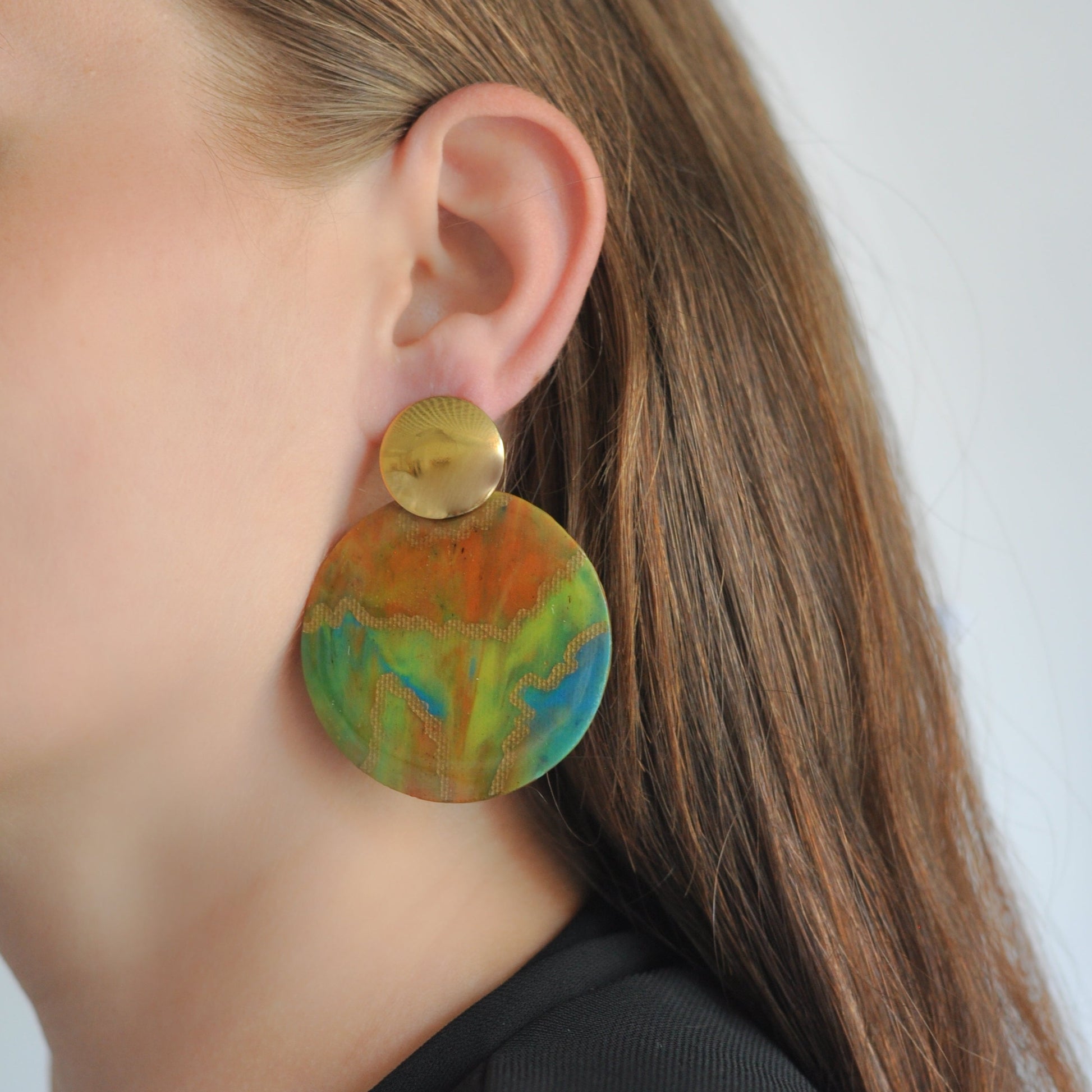 Handmade Earrings Studs recycled Plastic Bottle Tops Sustainable Accessories Ethically Made in London Colourful