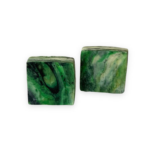 Square Green Cufflinks with brass findings