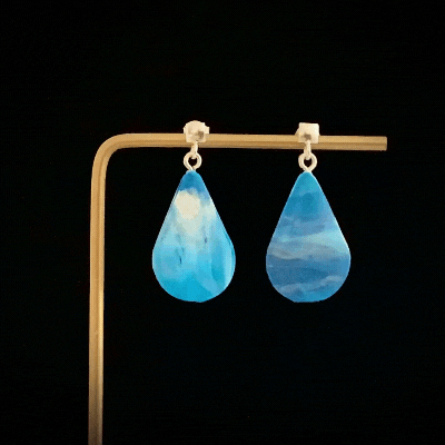 Sustainable Handmade Blue Earrings Sterling Silver Teardrop Studs