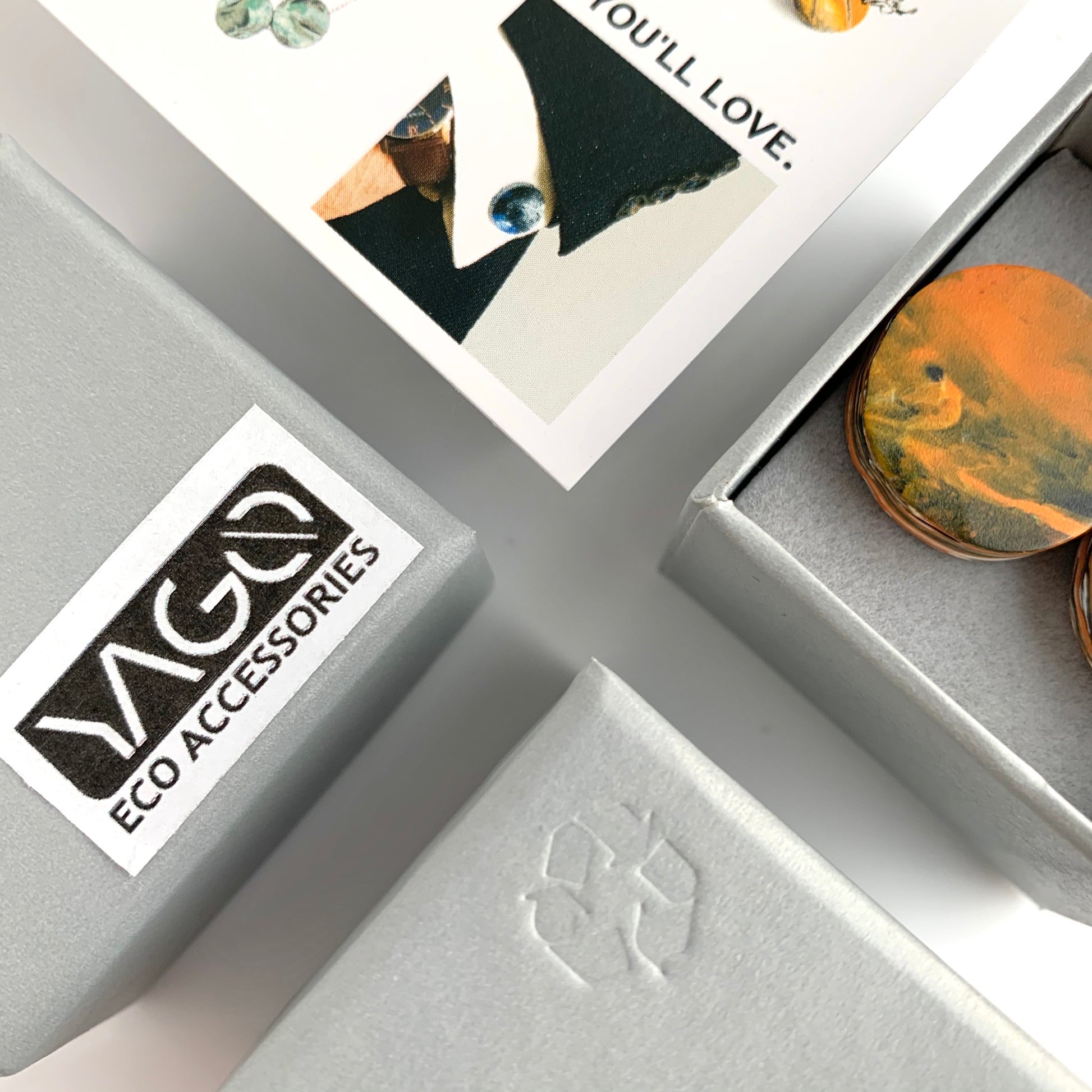 Unique One-off Round Orange Cufflinks with brass findings