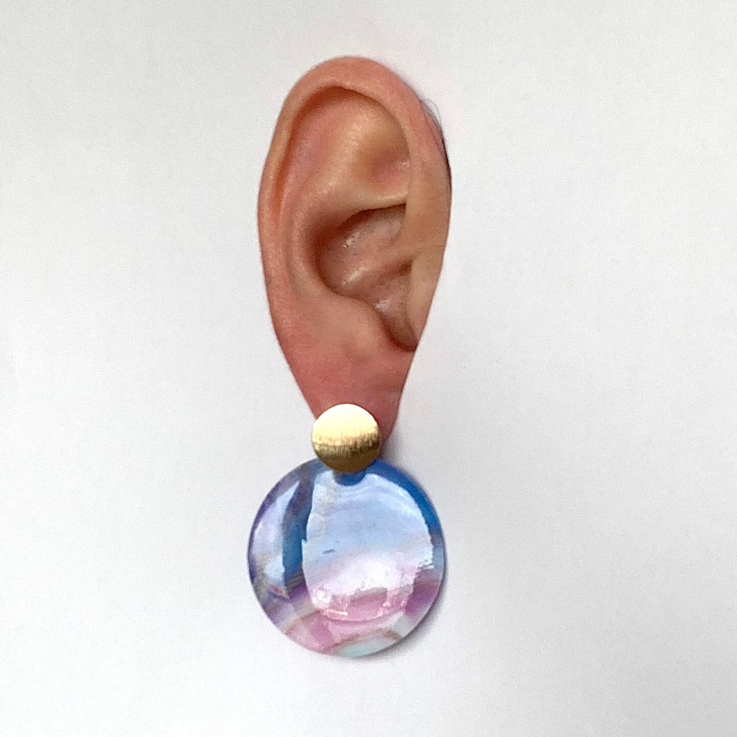 Cherry Blossom recycled plastic bottle tops earrings handmade in London artesian