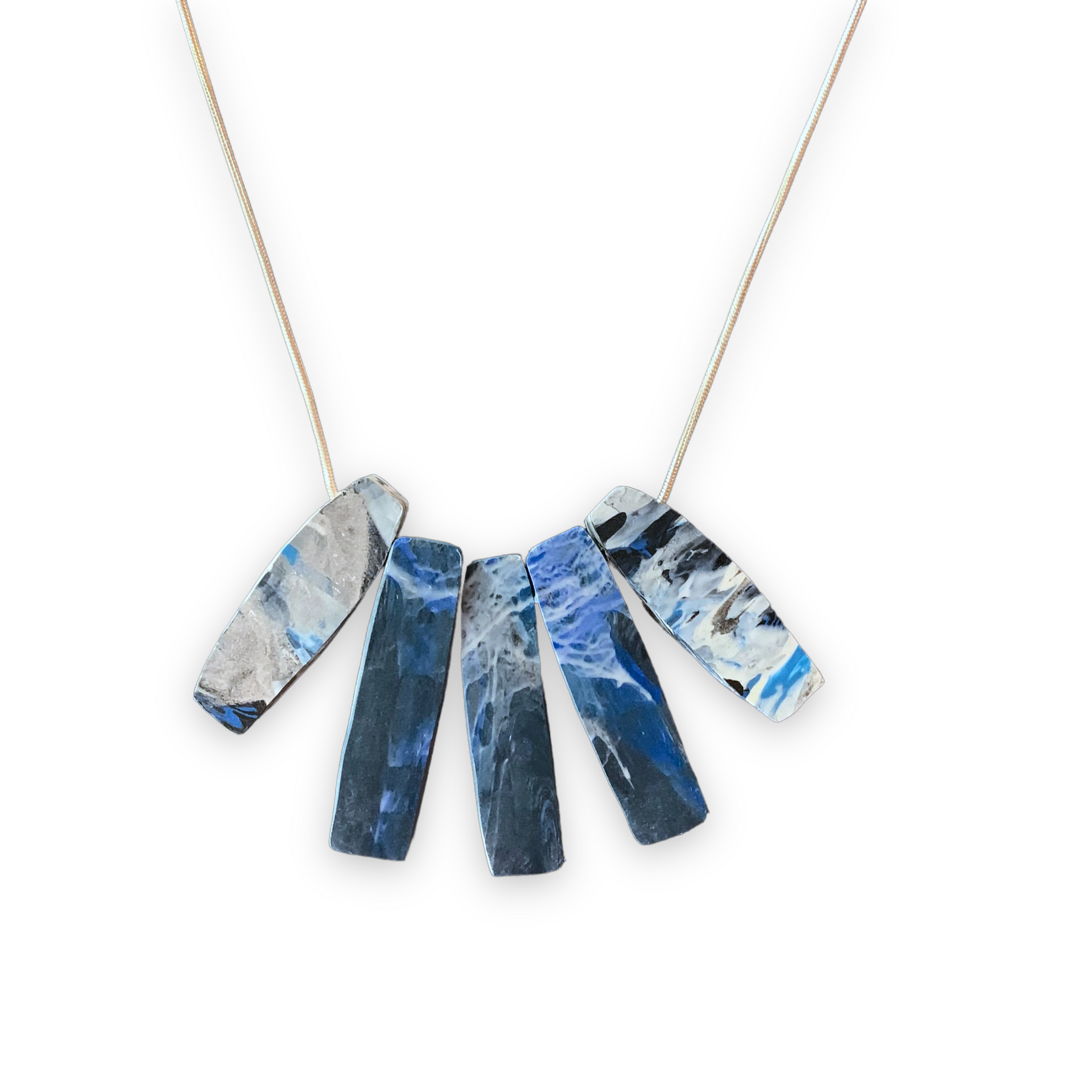 Bar Necklace with 925 Sterling Silver Snake Chain Snowy Day sustainable gift handmade artesian Recycled materials jewellery earrings studs handmade in London by Jagoda Jay Sudak Keshani eco gift for her him