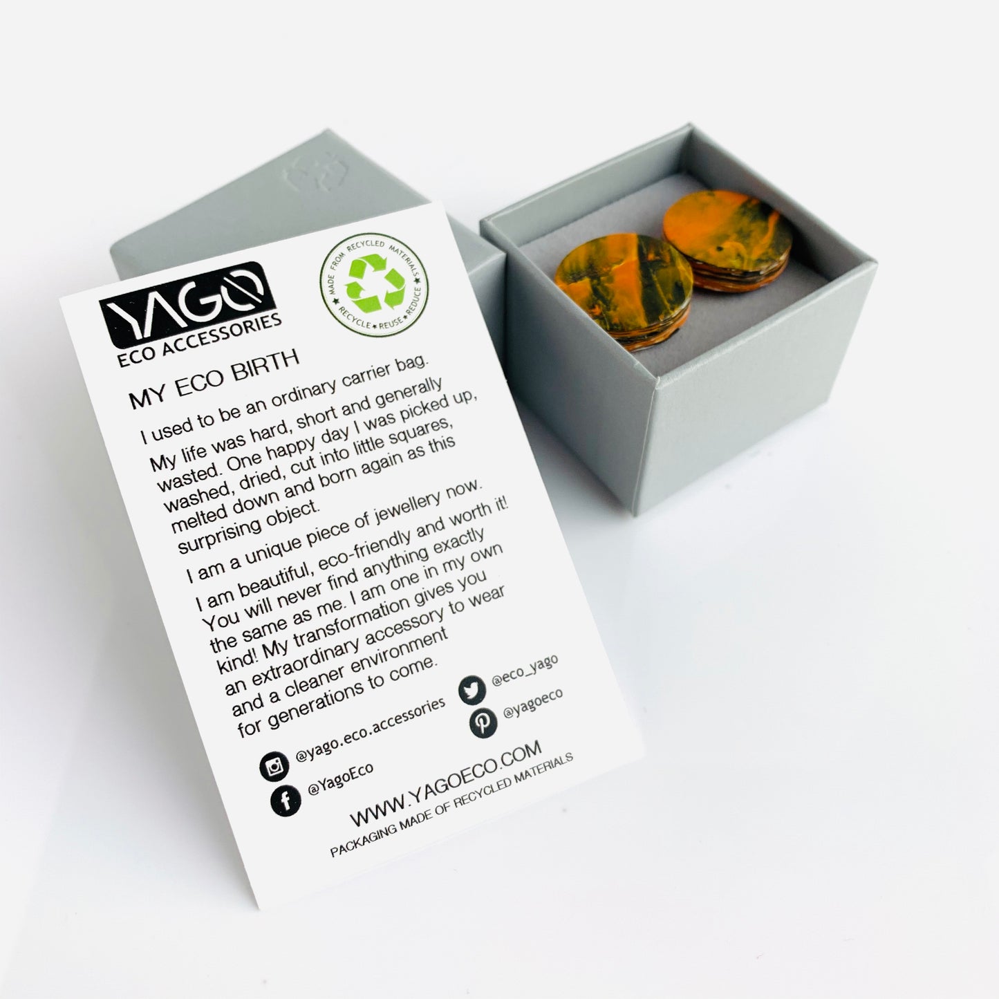 Unique One-off Round Orange Cufflinks with brass findings