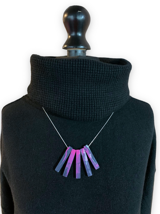 Bib Necklace with 925 Sterling Silver Snake Chain Pink Twist grandmother gift Recycled plastic necklace jewellery earrings studs handmade in London by Jagoda Jay Sudak Keshani eco gift for her him