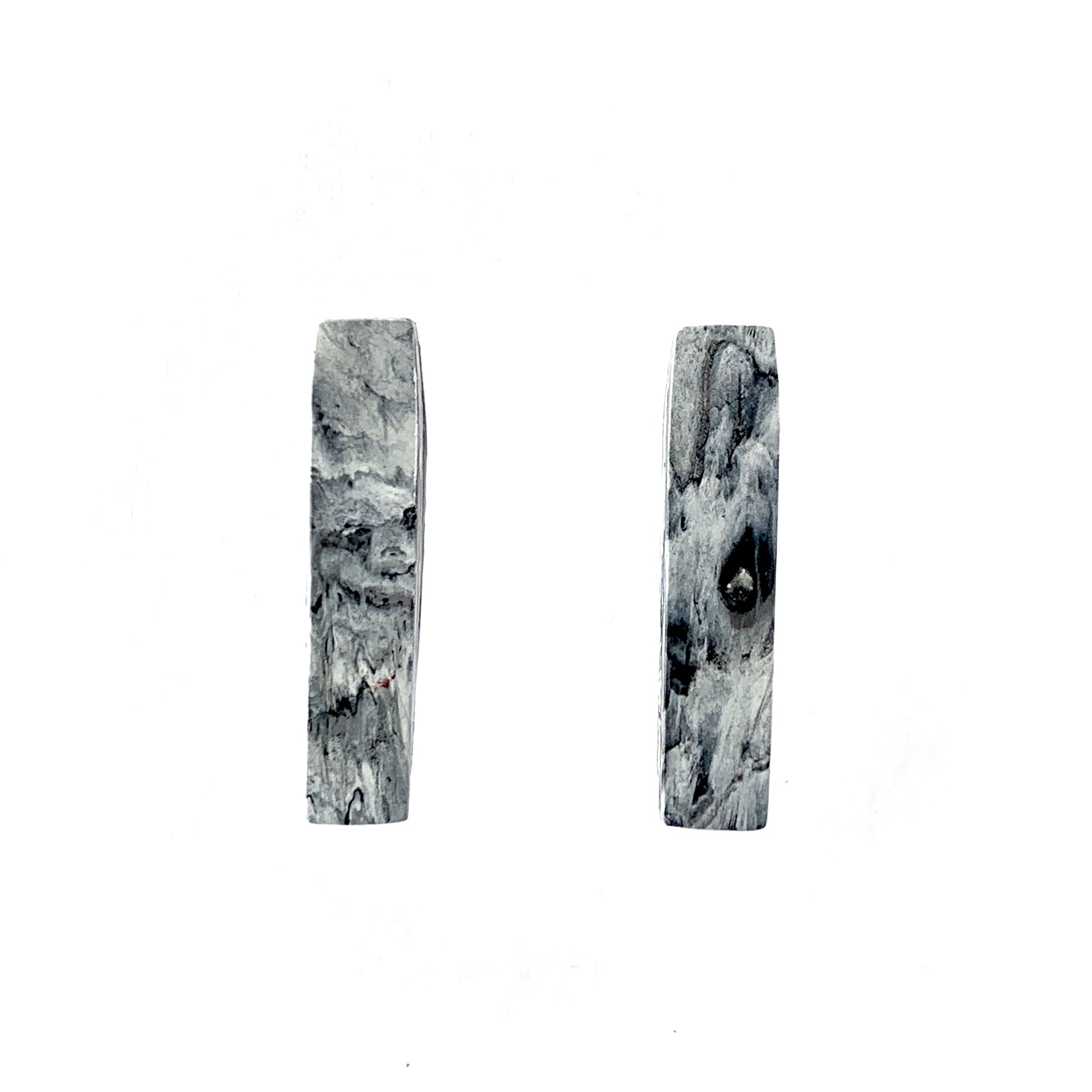 Sustainable studs rectangles black and white handmade from recycled plastic eco friendly gift