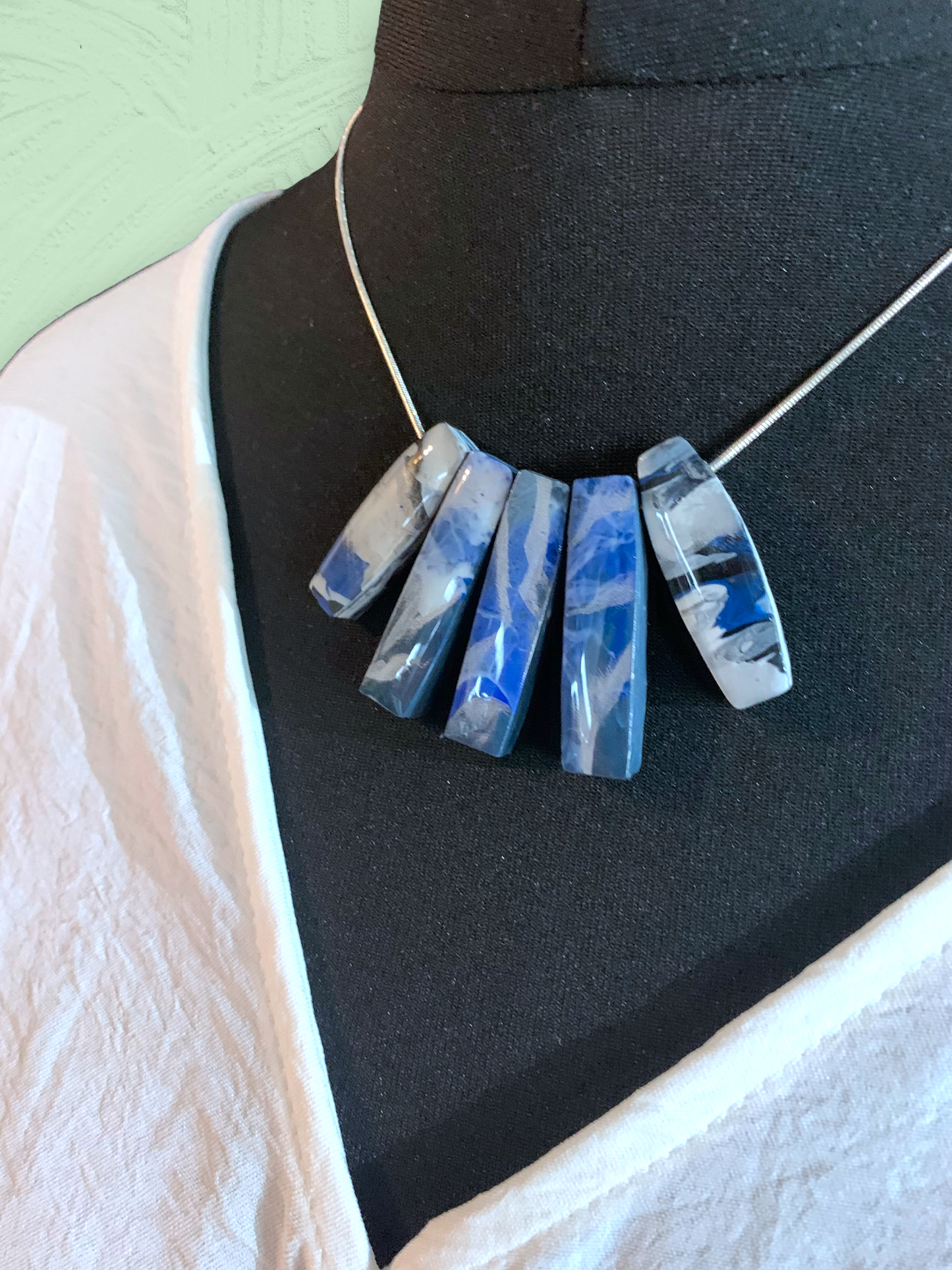 Bar Necklace with 925 Sterling Silver Snake Chain Snowy Day sustainable gift handmade artesian Recycled materials jewellery earrings studs handmade in London by Jagoda Jay Sudak Keshani eco gift for her him