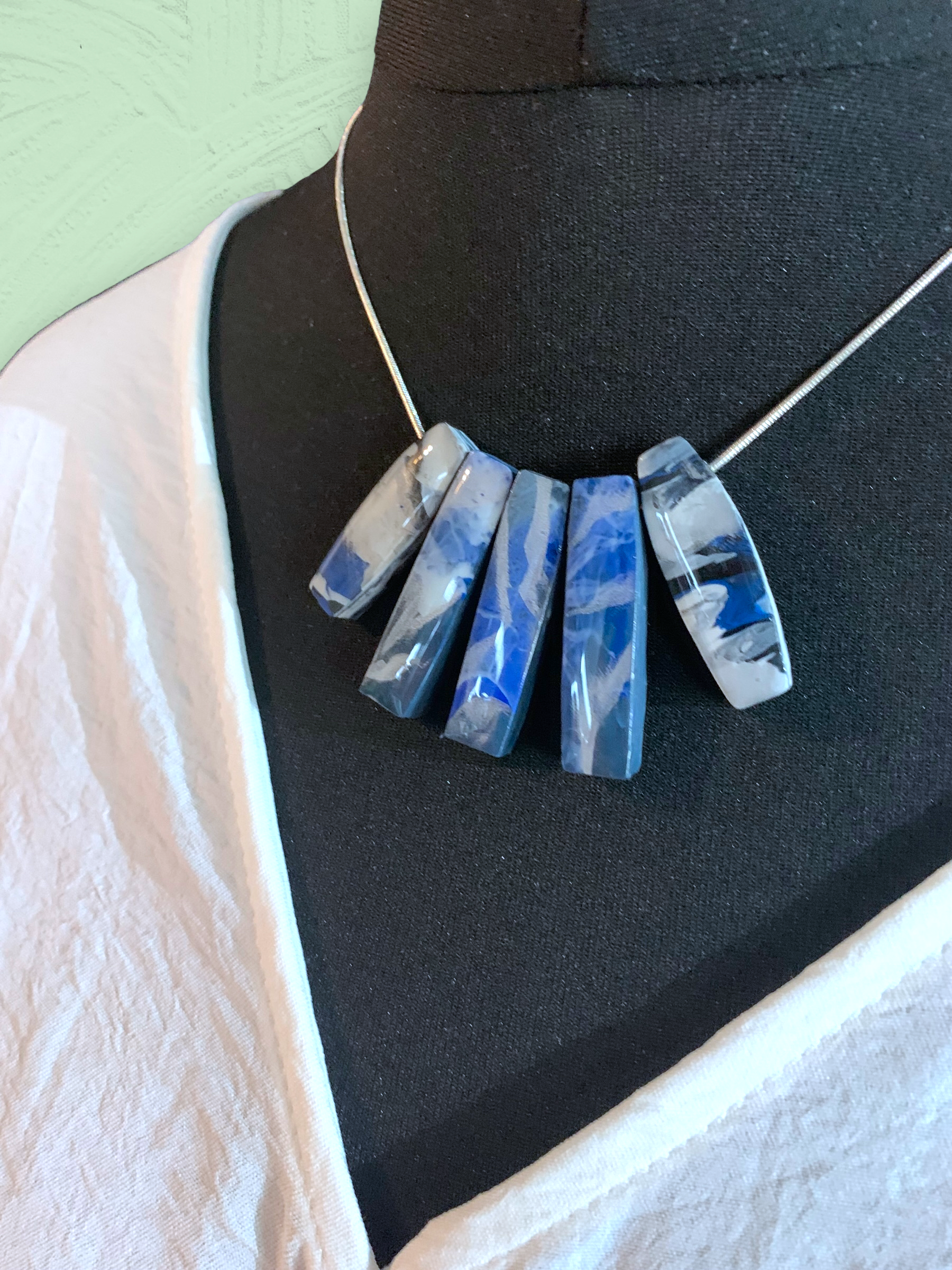 Bar Necklace with 925 Sterling Silver Snake Chain Snowy Day sustainable gift handmade artesian Recycled materials jewellery earrings studs handmade in London by Jagoda Jay Sudak Keshani eco gift for her him