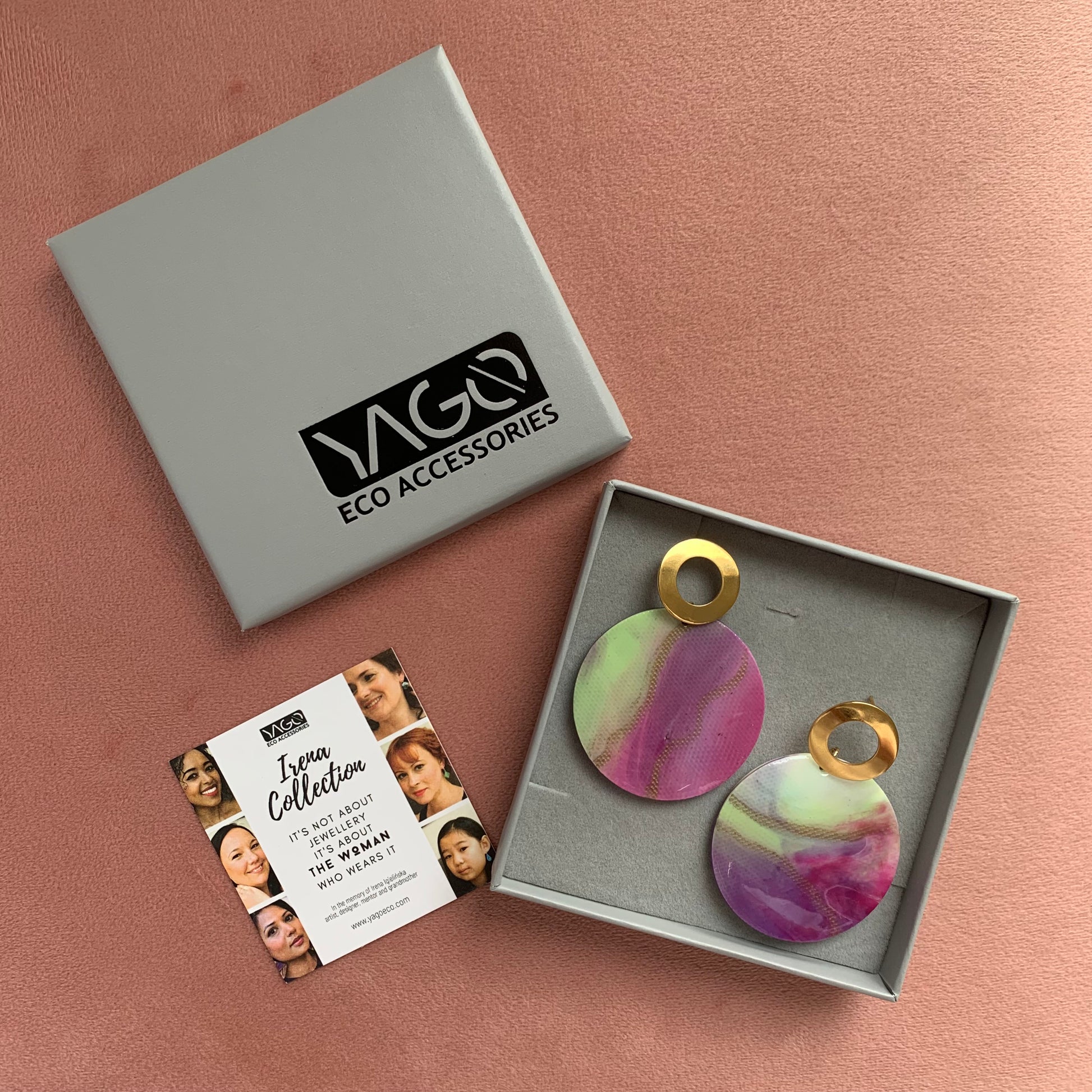 Earrings made from bottle tops recycled plastic handmade pink
