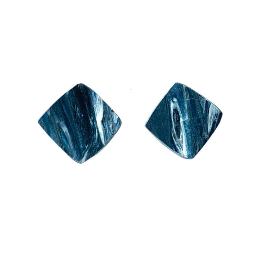 Square Handmade Studs from recycled bottle tops sustainable jewellery dark blue