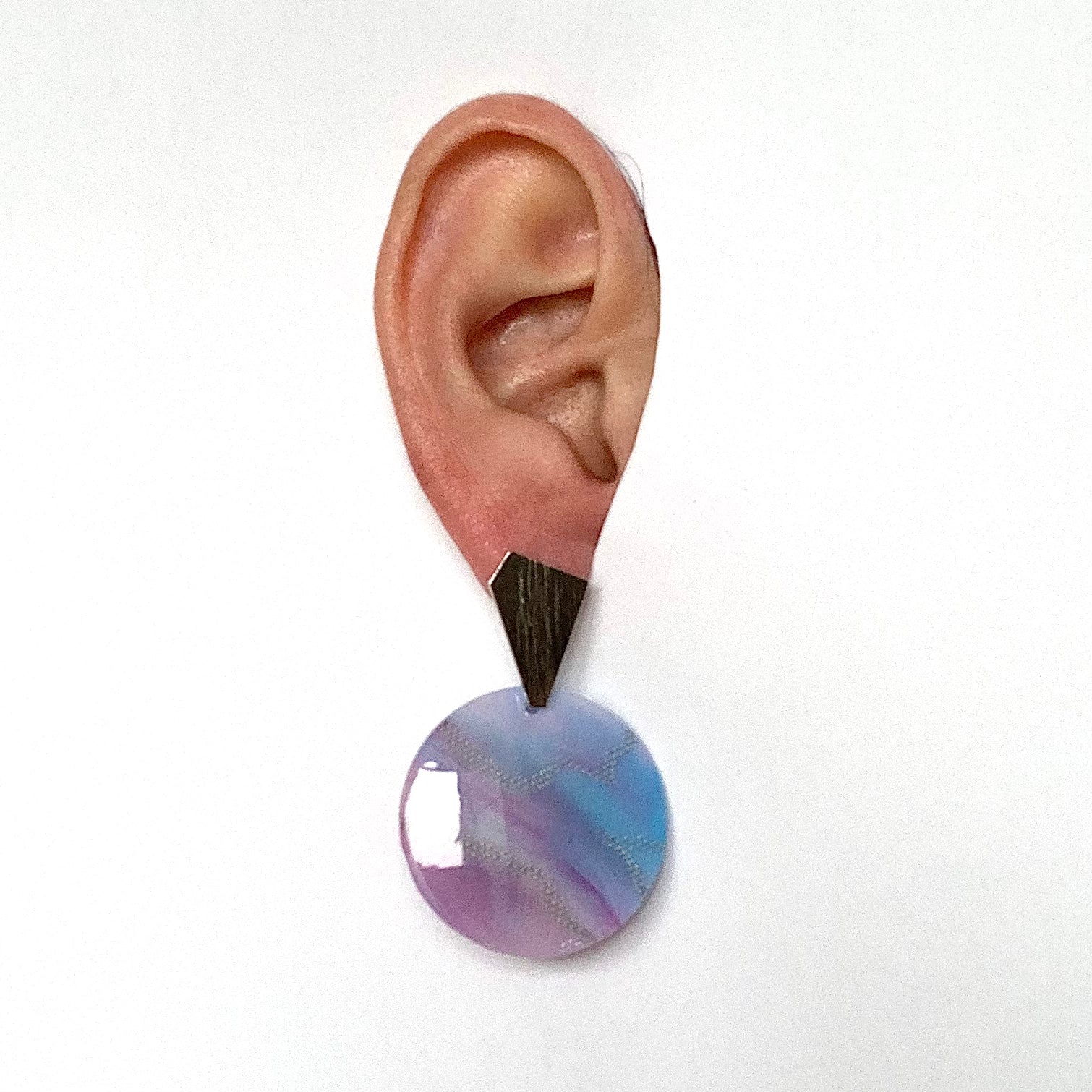 Cherry Blossom recycled plastic bottle tops earrings handmade in London artesian