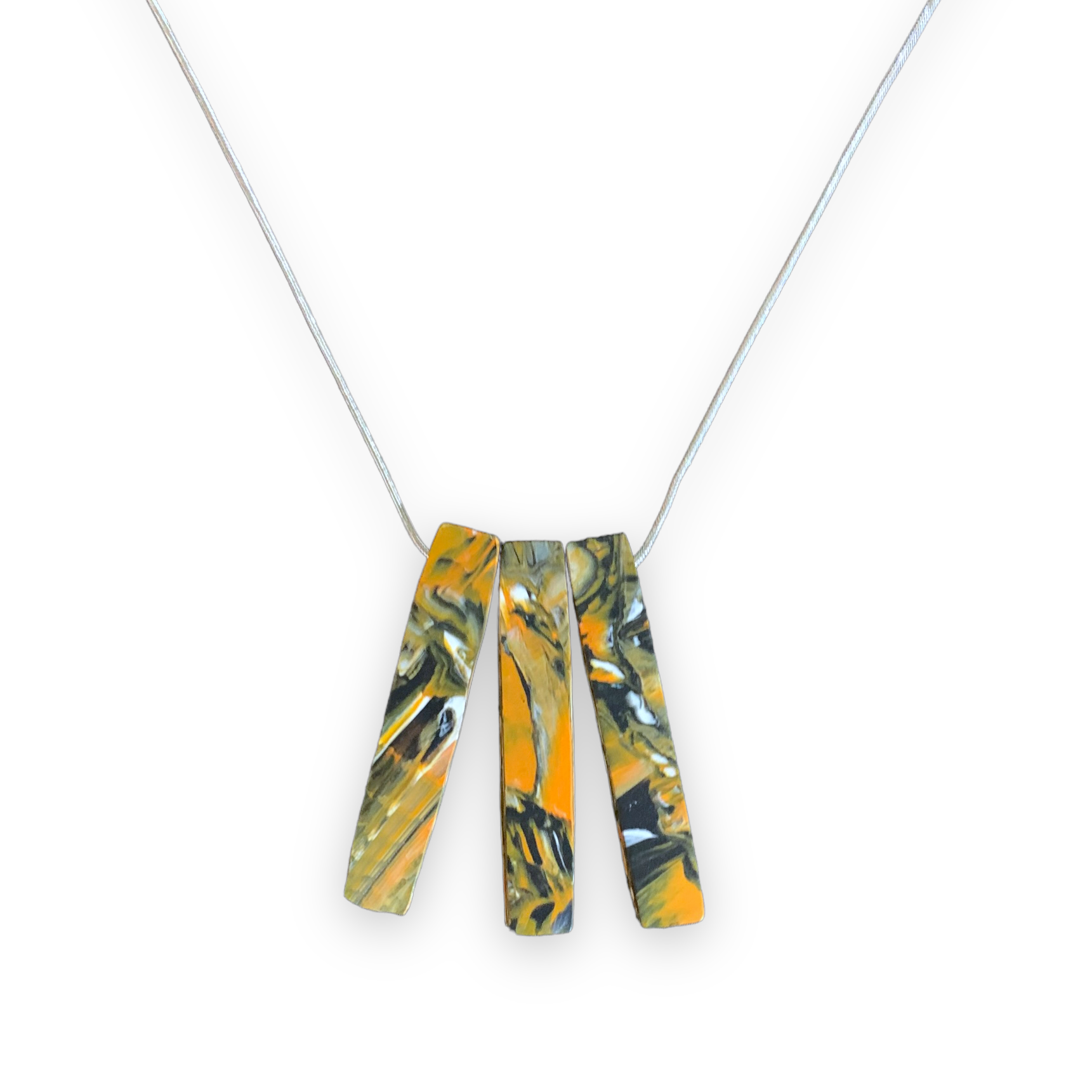 Bar Necklace with 925 Sterling Silver Snake Chain Jungle Vibe Recycled materials jewellery earrings studs handmade in London by Jagoda Jay Sudak Keshani eco gift for her him