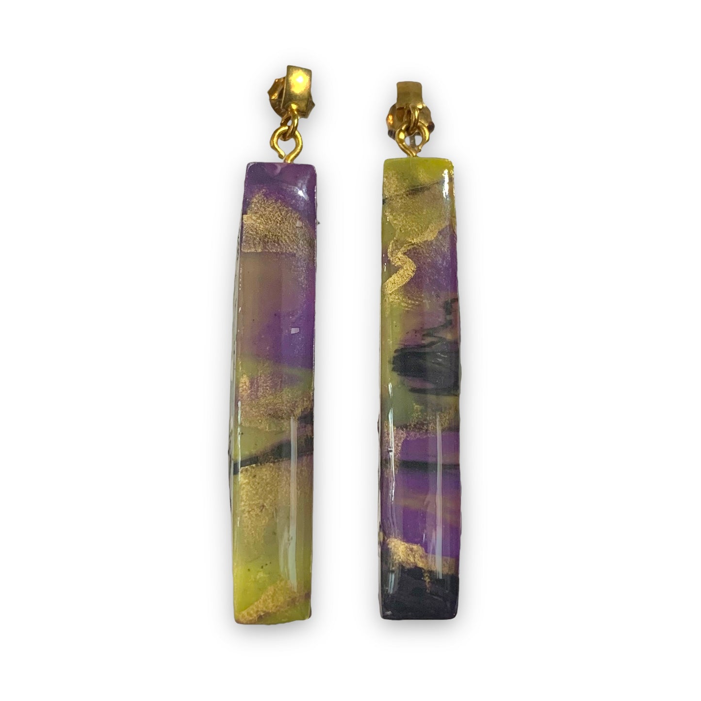 Rectangle Studs Purple Twist