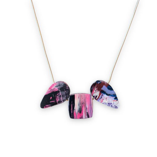 Teardrop Necklace with 925 Sterling Silver Snake Chain Purple Twist