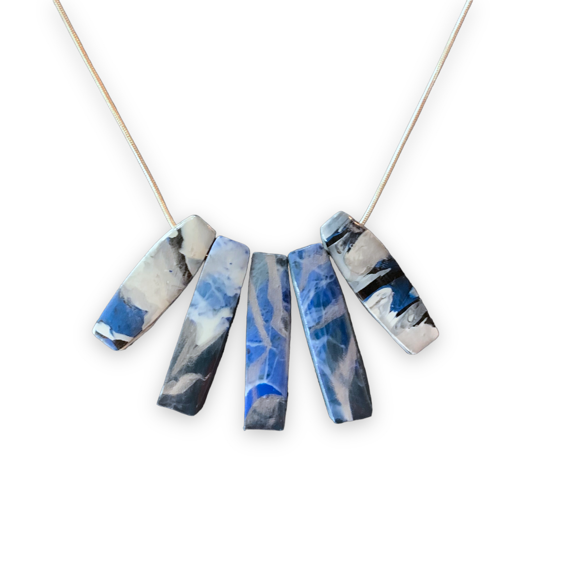 Bar Necklace with 925 Sterling Silver Snake Chain Snowy Day sustainable gift handmade artesian Recycled materials jewellery earrings studs handmade in London by Jagoda Jay Sudak Keshani eco gift for her him