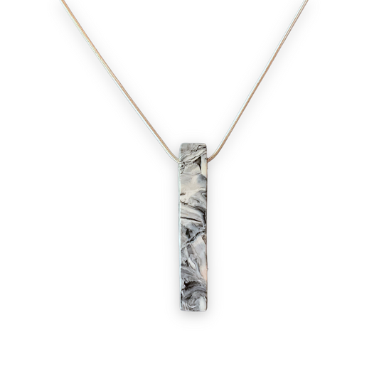 One Bar Necklace with 925 Sterling Silver Snake Chain Stone sustainable eco friendly recycled plastic