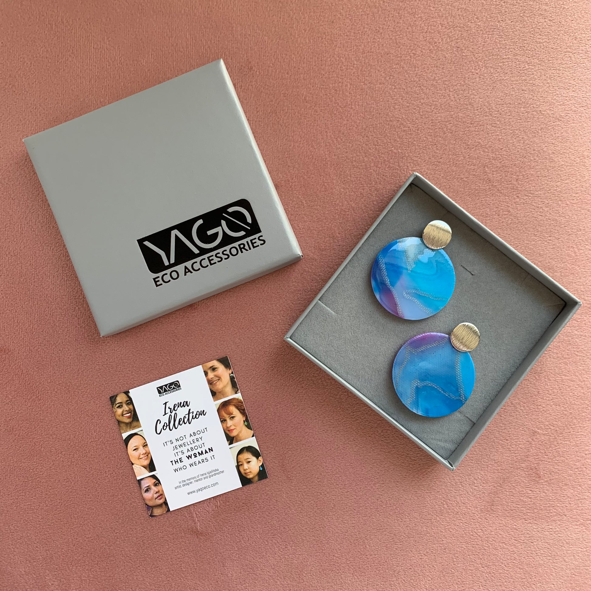 Cherry Blossom recycled plastic bottle tops earrings handmade in London artesian