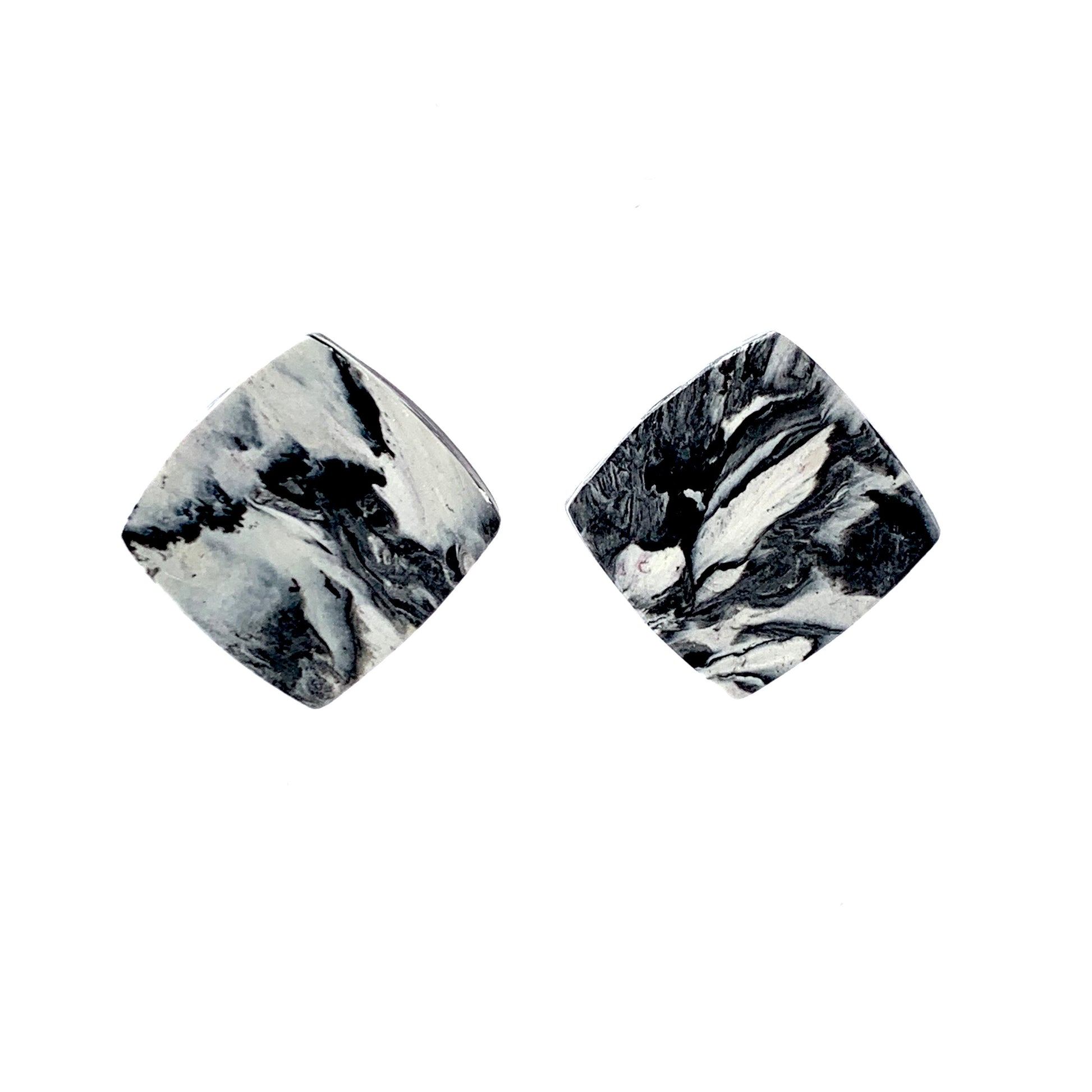 Sustainable Square Studs Black and white eco gift