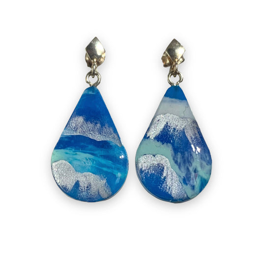 Snowy Mountains Silver Studs Handmade Sustainable jewellery from recycled bottle tops ethically made Christmas Gift