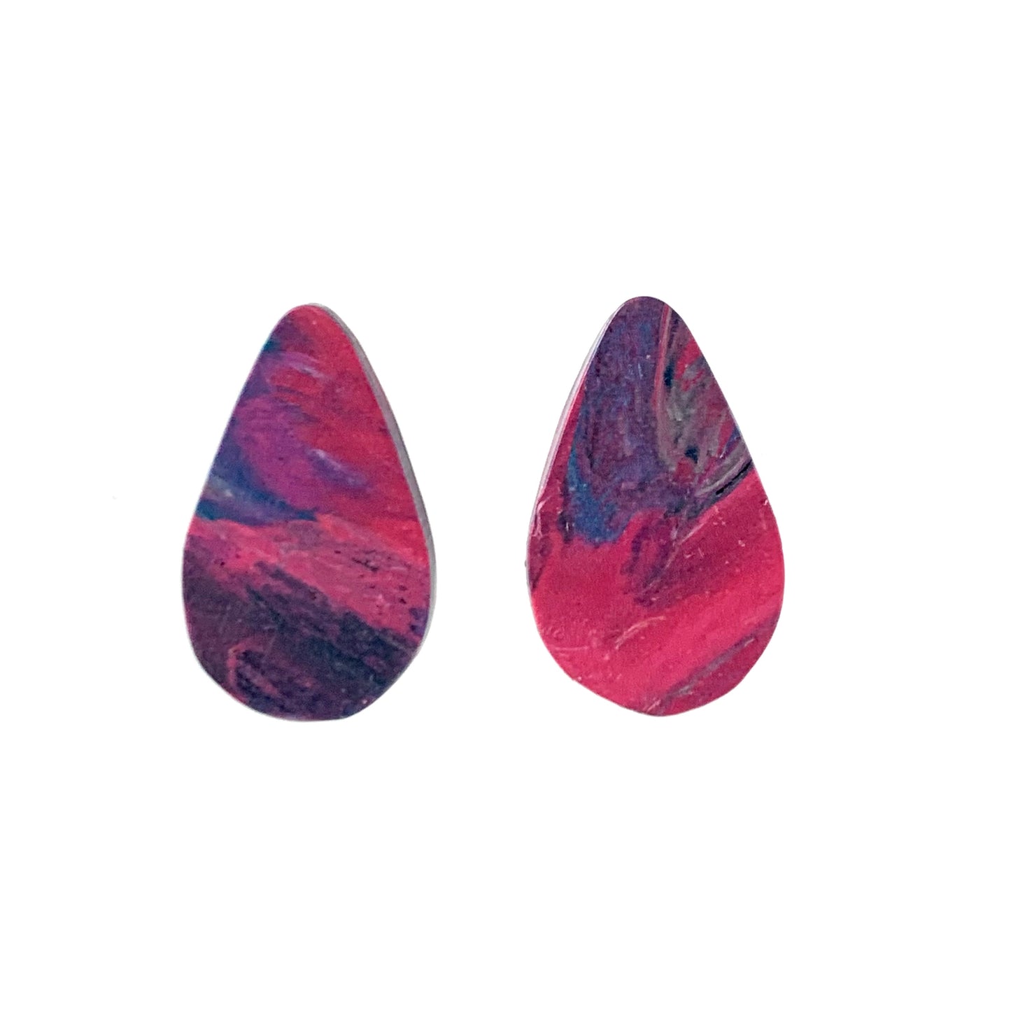 Pink teardrop earrings handmade in the UK sustainable eco friendly gift for her