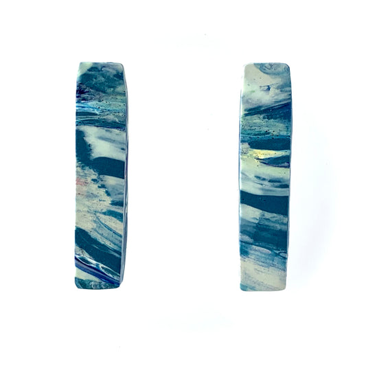 Blue sustainable Earrings Studs Handmade Bar