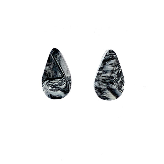 Sustainable Handmade Earrings Studs Black and white eco friendly