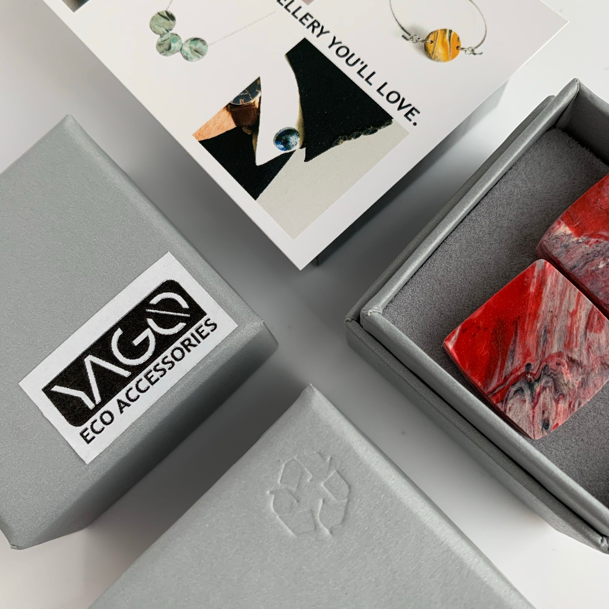 Unique Handmade Square Red Cufflinks with brass findings ecofriendly