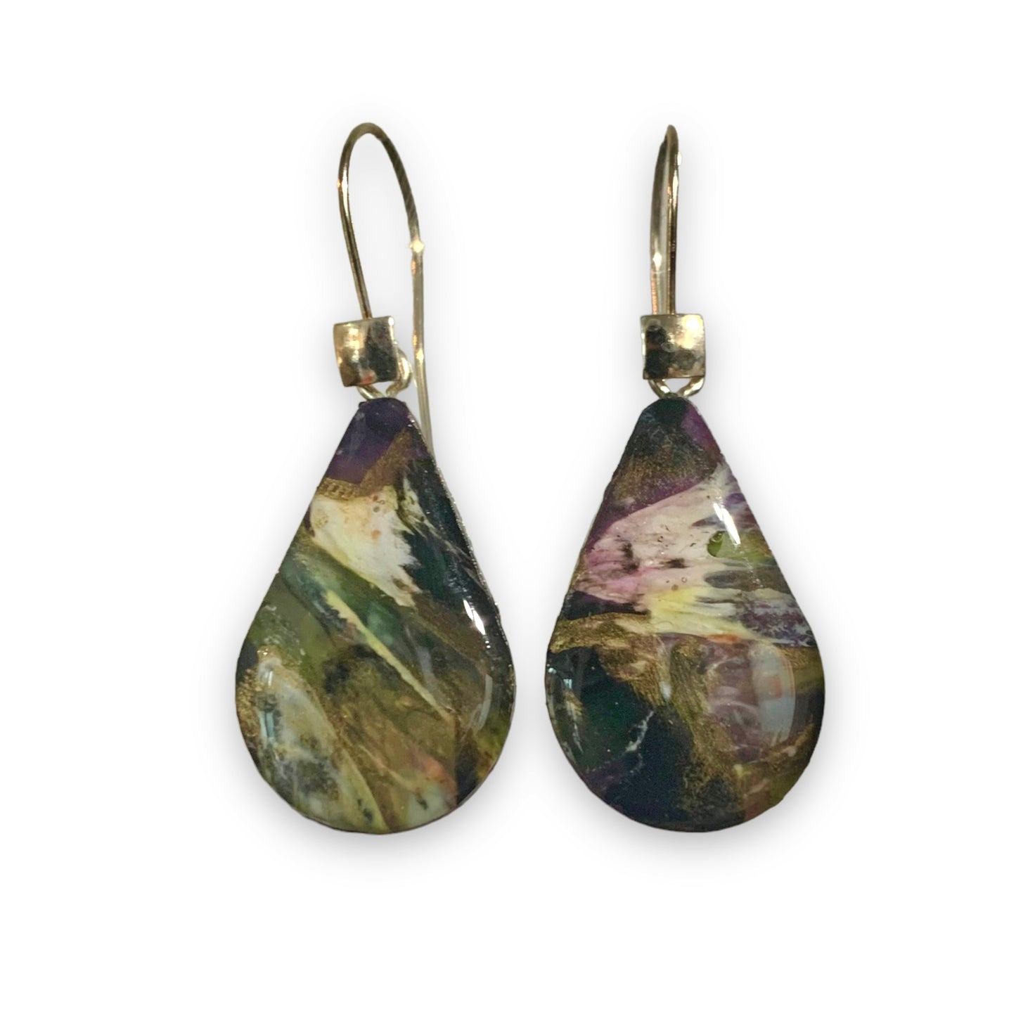 Recycled Plastic Bottle Tops Handmade Earrings Teardrops Sterling Silver Unique Gift for her