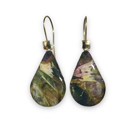 Recycled Plastic Bottle Tops Handmade Earrings Teardrops Sterling Silver Unique Gift for her