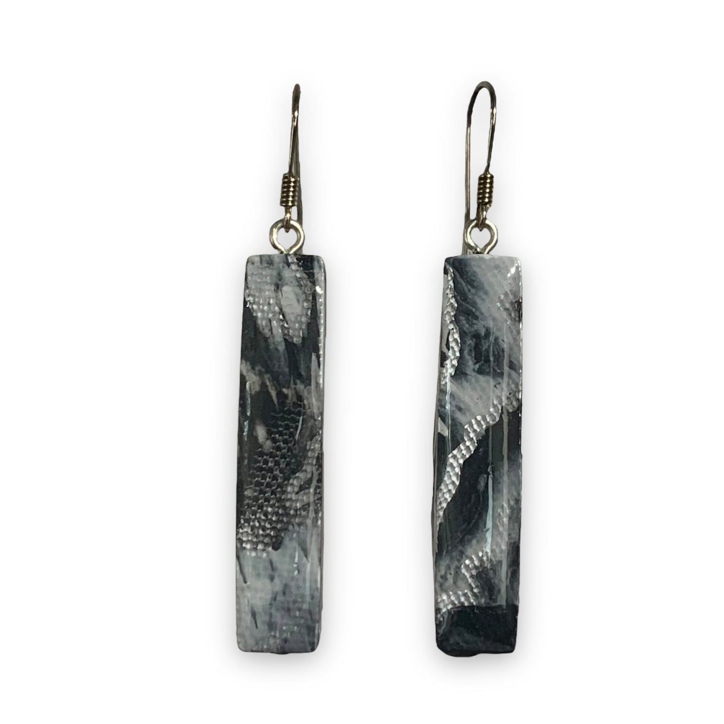 Handmade Sustainable recycled plastic waste eco friendly silver dangle Christmas gift for eco lovers