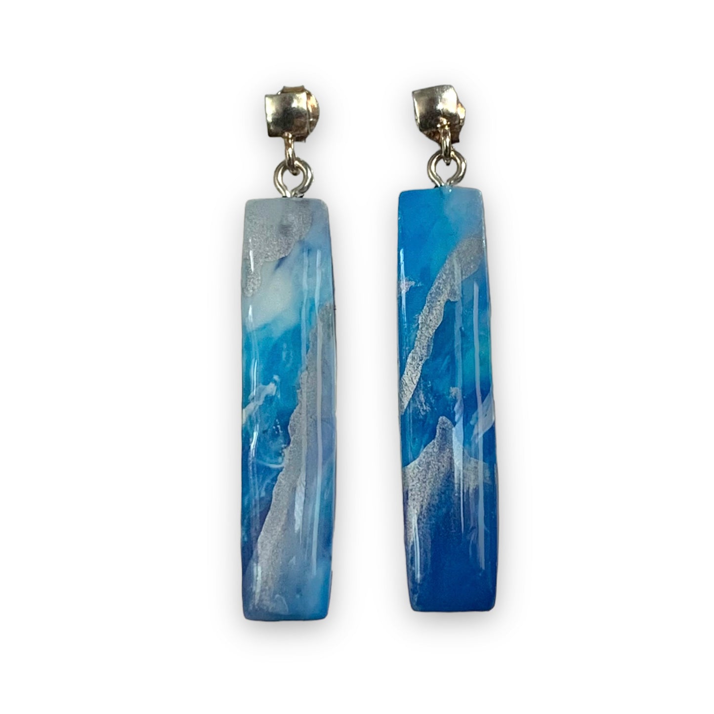 Recycled Plastic Studs Earrings Handmade Sustainable eco friendly blue sterling silver Christmas gift for her