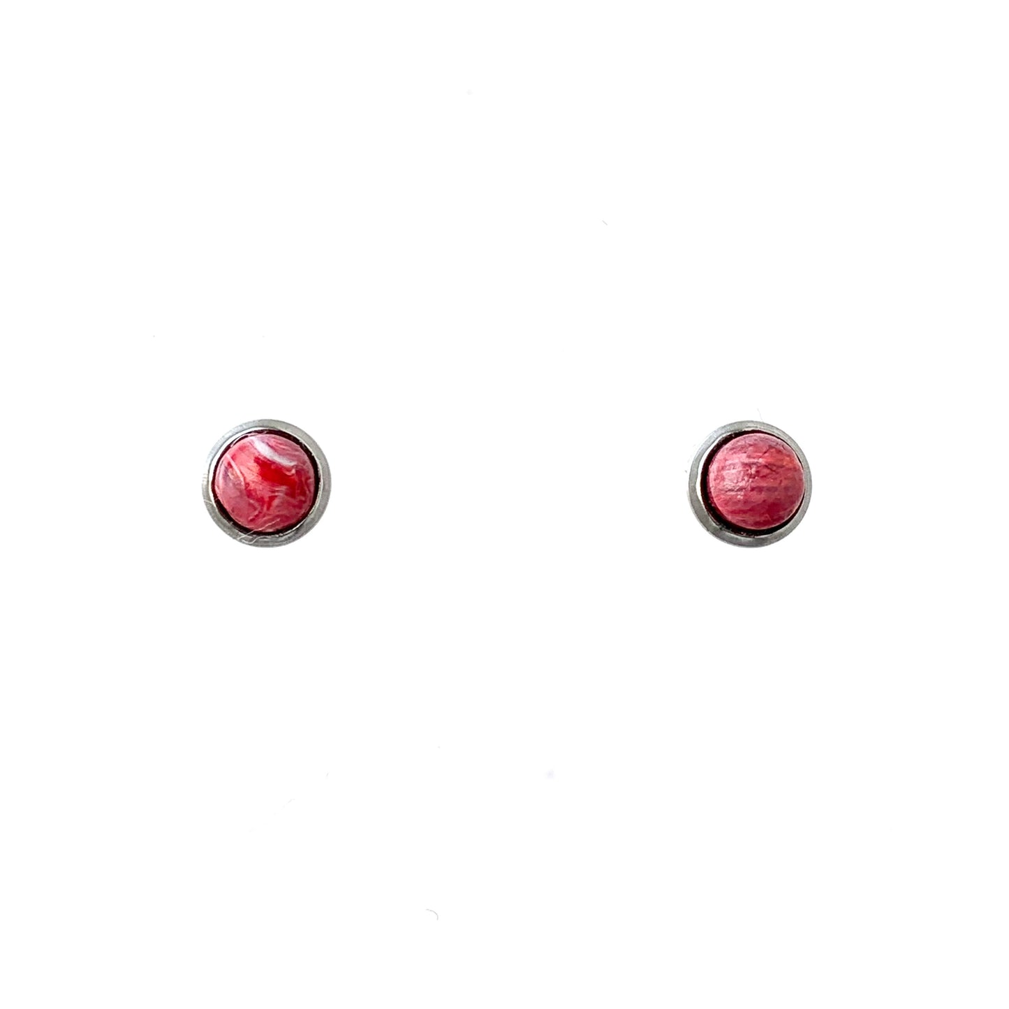 Small red studs handmade stainless steel