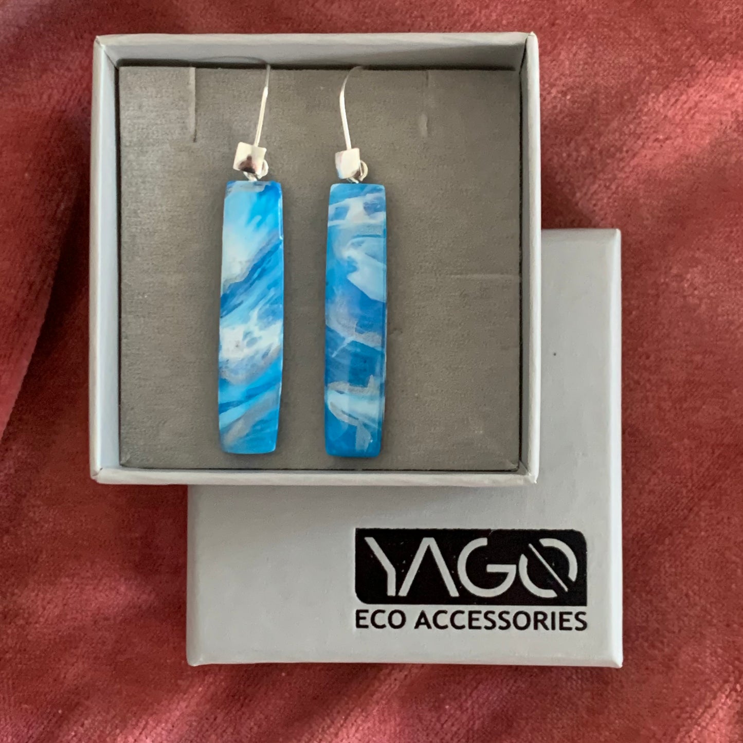 Eco friendly blue sterling silver earrings handmade dangles unique jewellery