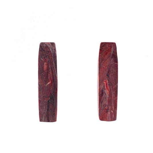 red studs handmade from recycled plastic ecofriendly earring ethically made artesian
