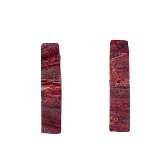 red studs handmade from recycled plastic ecofriendly earring ethically made artesian
