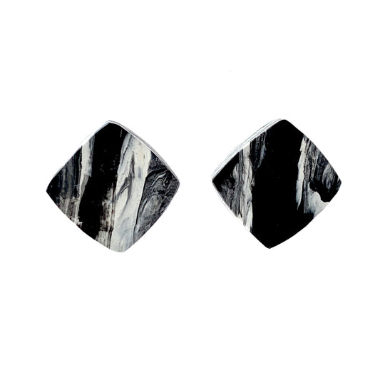 Sustainable Square Studs Black and white eco gift