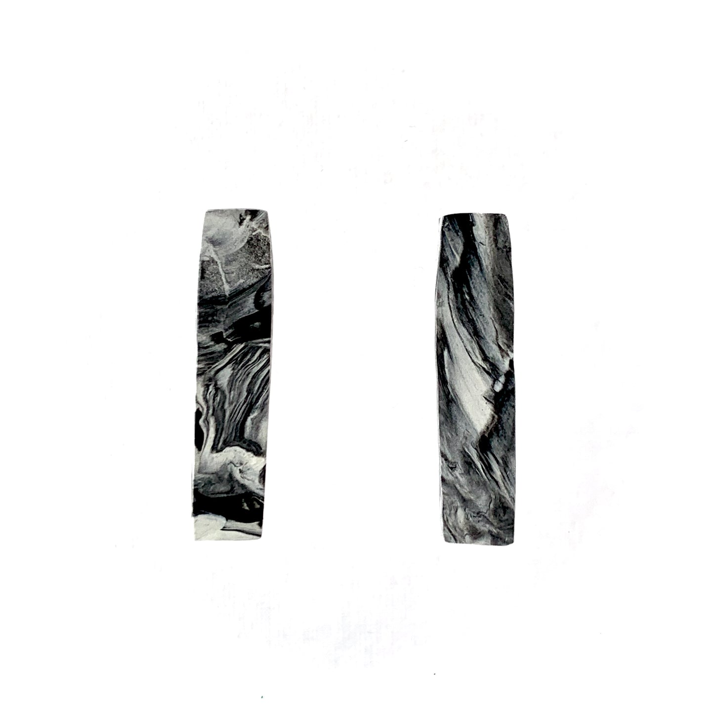Sustainable studs rectangles black and white handmade from recycled plastic eco friendly gift