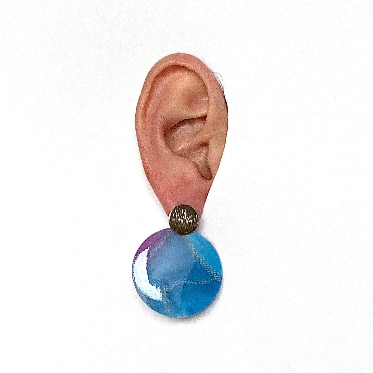 Cherry Blossom recycled plastic bottle tops earrings handmade in London artesian