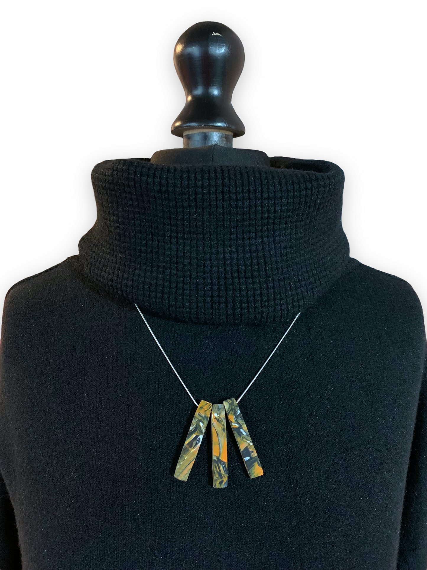 Bar Necklace with 925 Sterling Silver Snake Chain Jungle Vibe Recycled materials jewellery earrings studs handmade in London by Jagoda Jay Sudak Keshani eco gift for her him