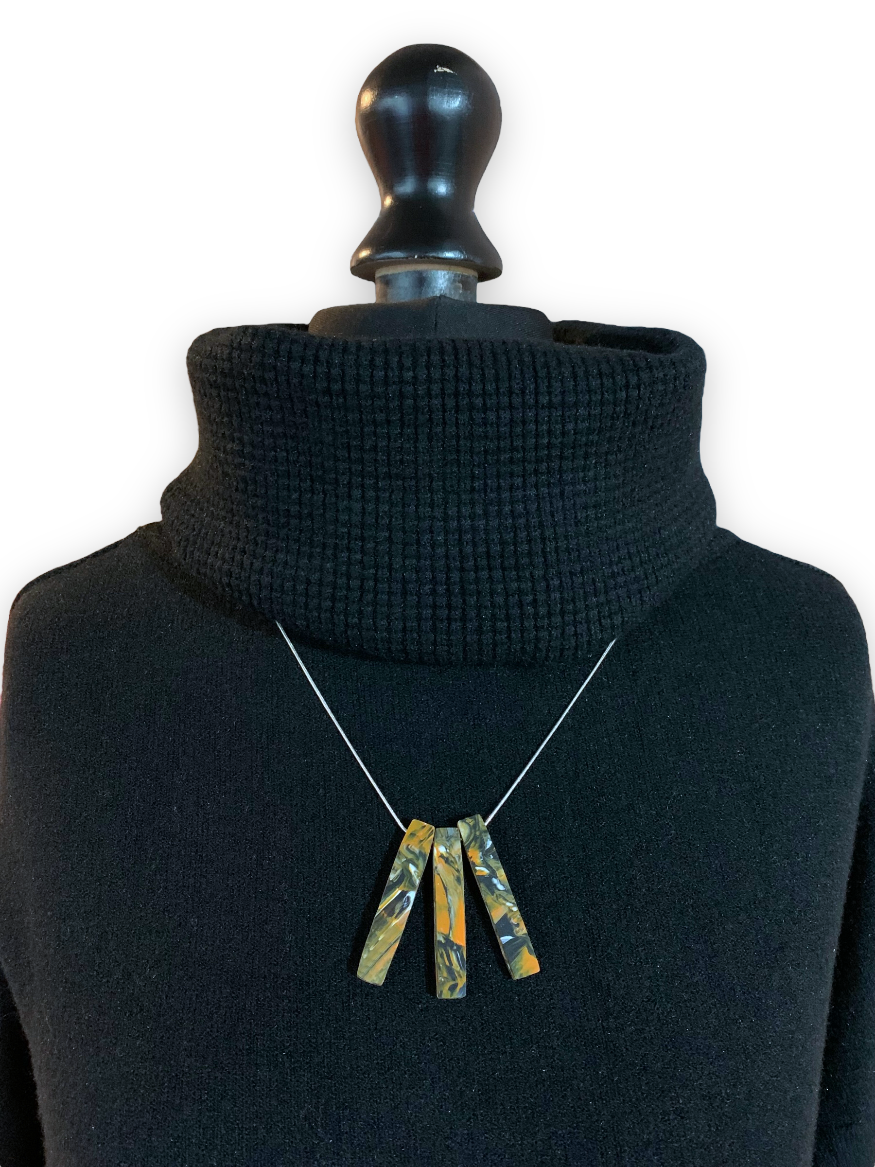 Bar Necklace with 925 Sterling Silver Snake Chain Jungle Vibe Recycled materials jewellery earrings studs handmade in London by Jagoda Jay Sudak Keshani eco gift for her him
