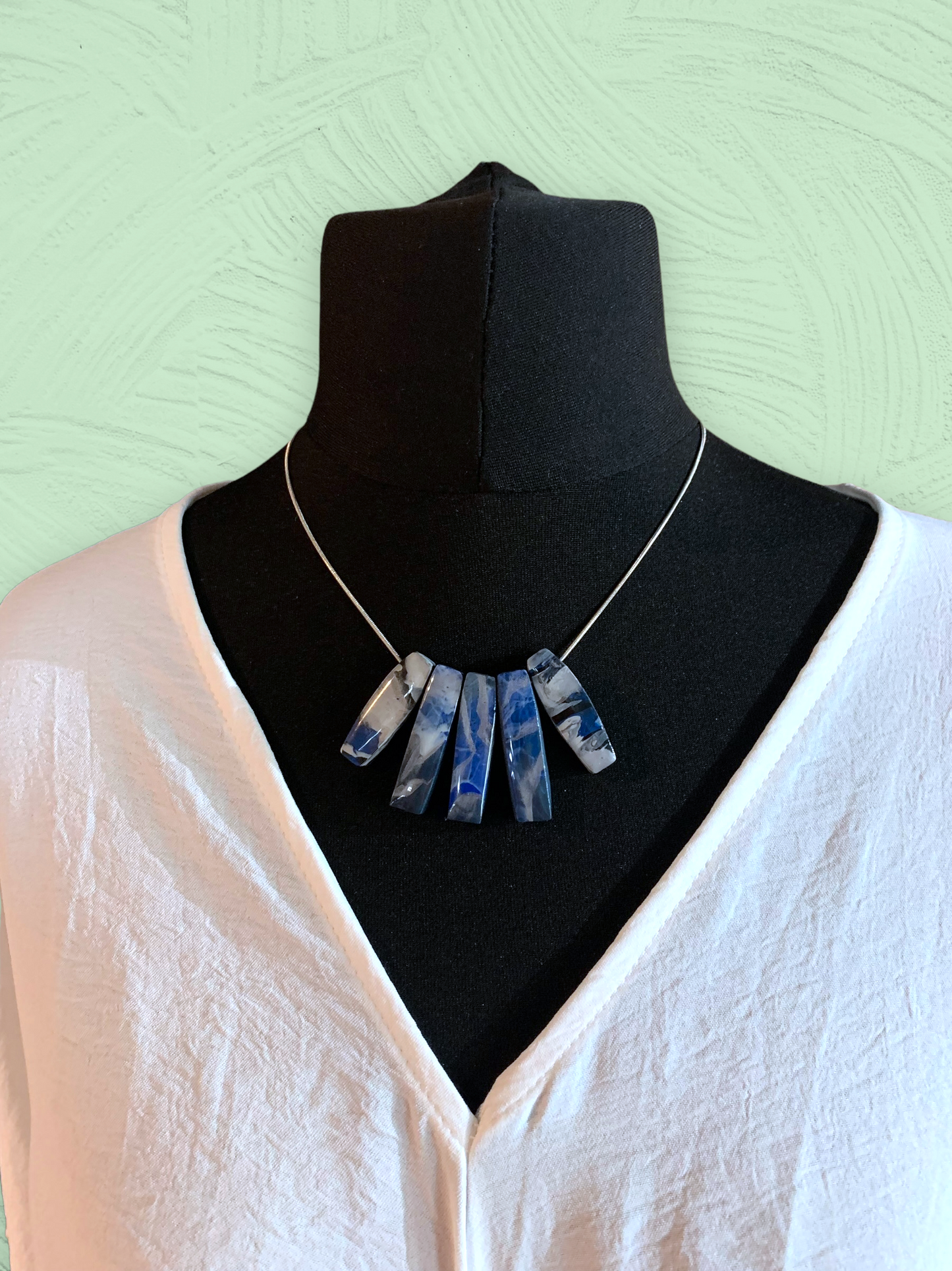 Bar Necklace with 925 Sterling Silver Snake Chain Snowy Day sustainable gift handmade artesian Recycled materials jewellery earrings studs handmade in London by Jagoda Jay Sudak Keshani eco gift for her him