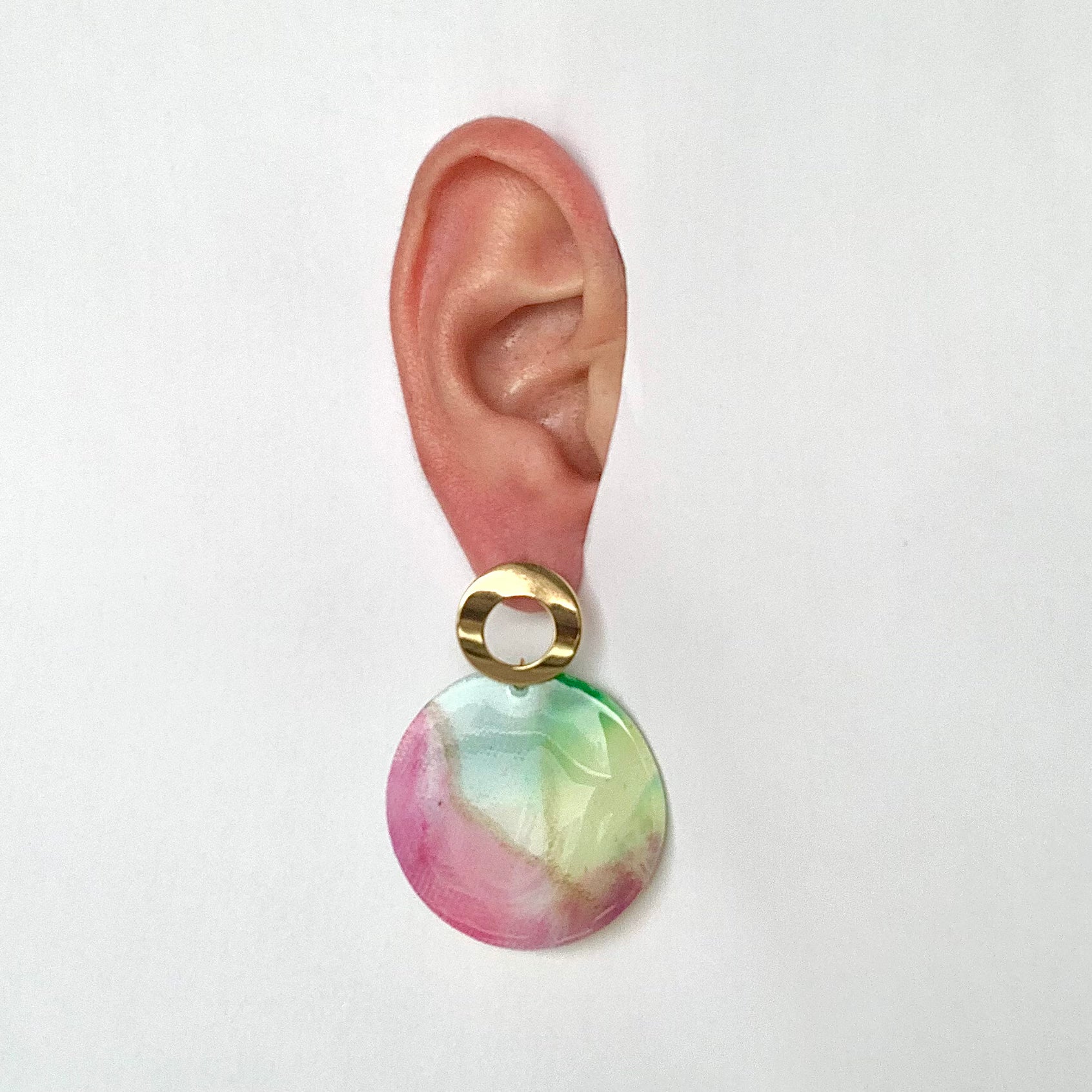 Earrings made from bottle tops handmade sustainable recycled plastic handcrafted jewellery