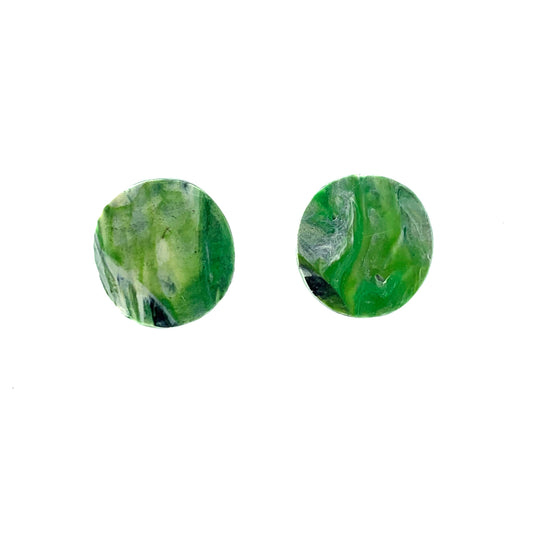 Sustainable handmade in the uk green black round circle studs gift for mum