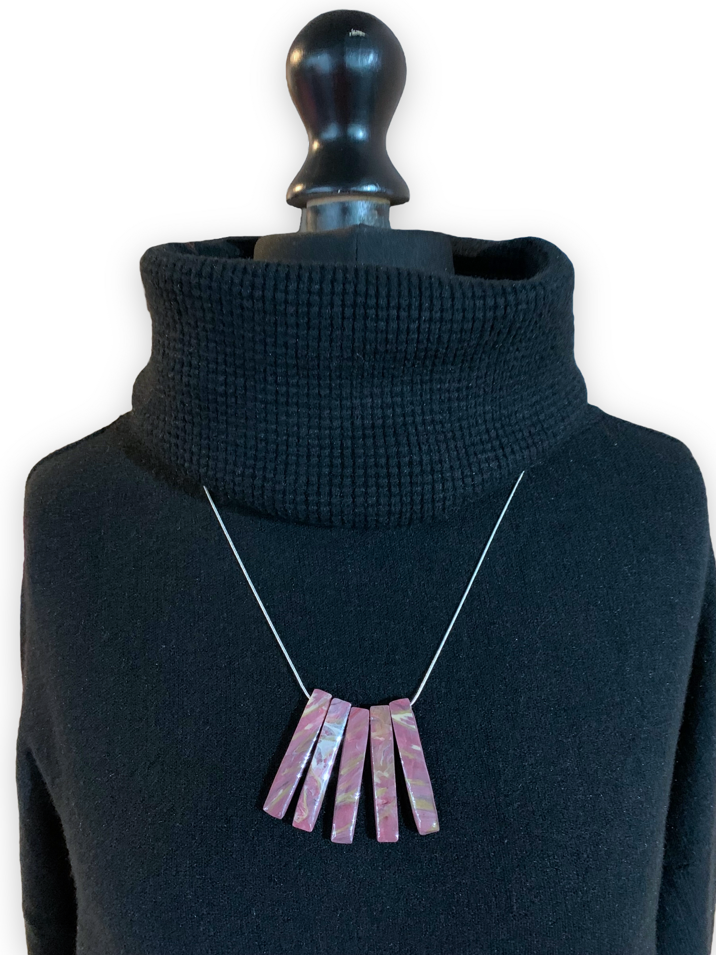 Bar Necklace with 925 Sterling Silver Snake Chain Red Velvet Recycled materials jewellery earrings studs handmade in London by Jagoda Jay Sudak Keshani eco gift for her him