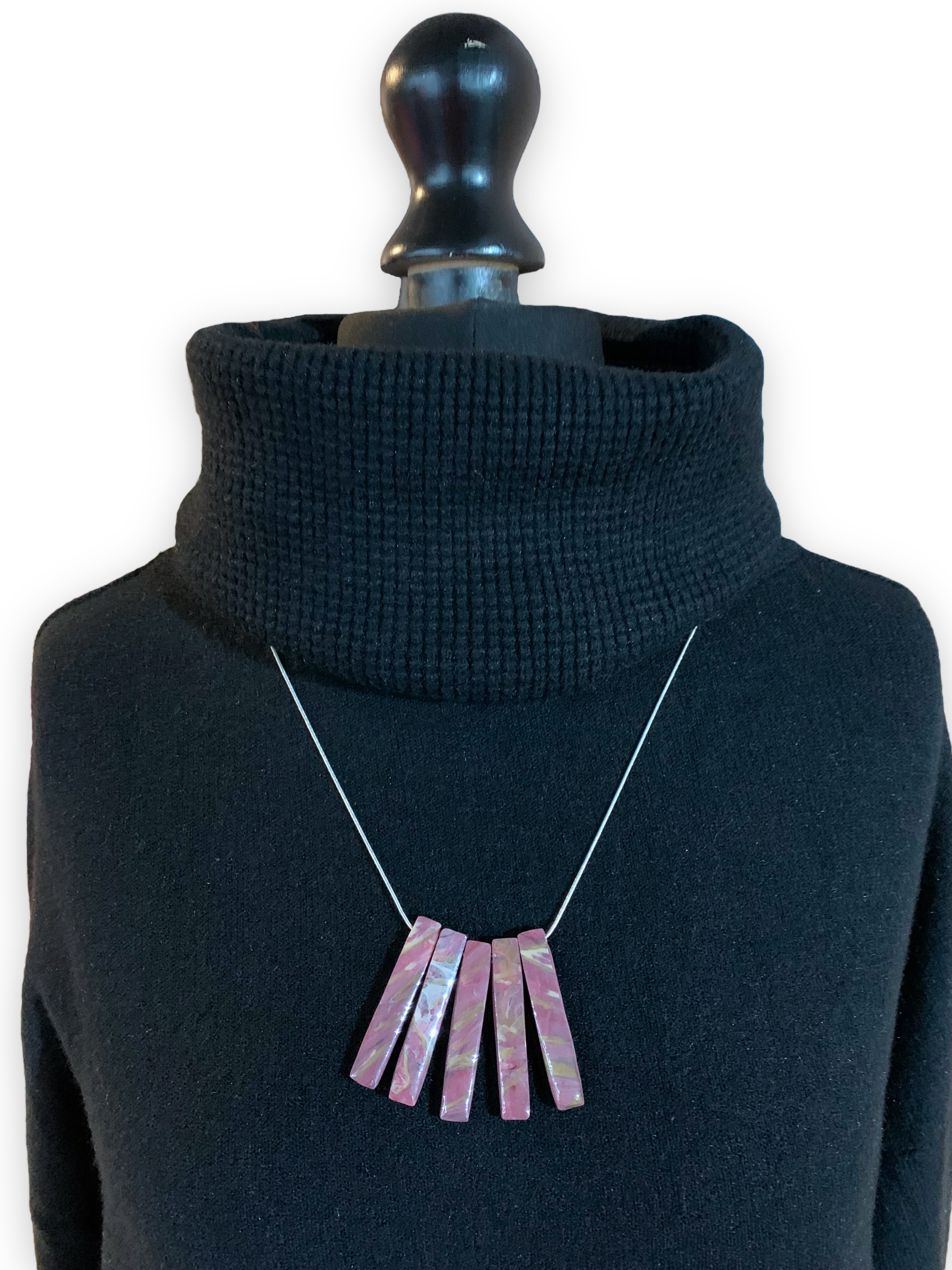 Bar Necklace with 925 Sterling Silver Snake Chain Red Velvet Recycled materials jewellery earrings studs handmade in London by Jagoda Jay Sudak Keshani eco gift for her him