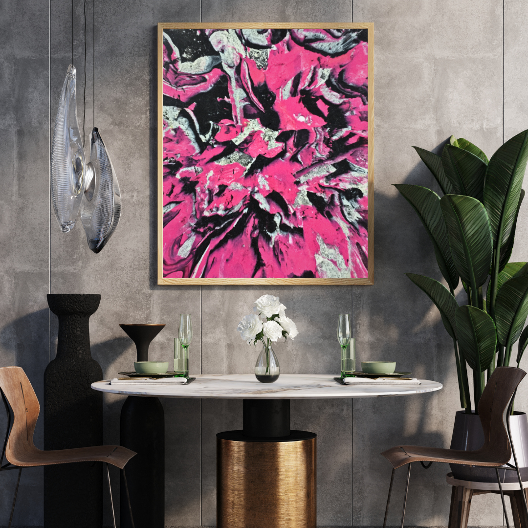 pink explosion downloadable art wall print abstract contrast by Jagoda Jay Sudak Keshani