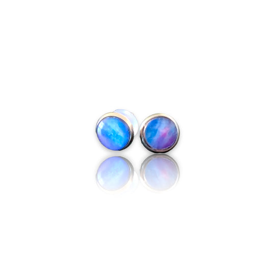 Sustainable jewellery recycled plastic blue studs earrings handmade in London