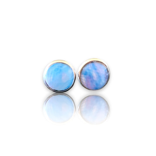 Sustainable jewellery recycled plastic blue studs earrings handmade in London