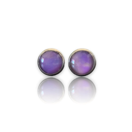 Sustainable jewellery recycled plastic blue studs earrings handmade in London