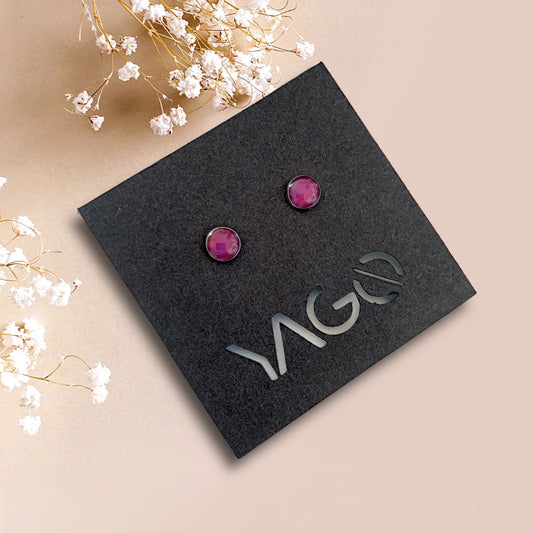 Sustainable jewellery recycled plastic blue studs earrings handmade in London
