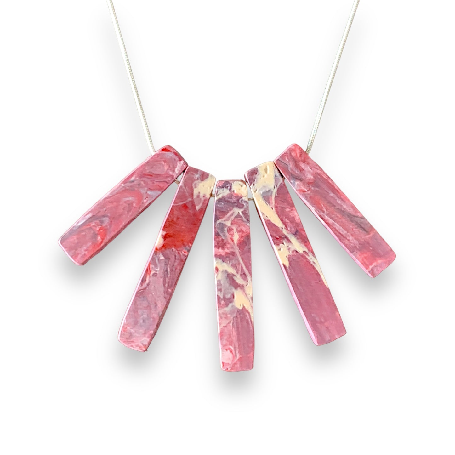 perfect gift bar red necklace handmade from recycled plastic bib artesian